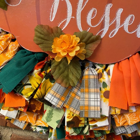 Fall Thankful & Blessed Rag Wreath - Picture 4 of 8